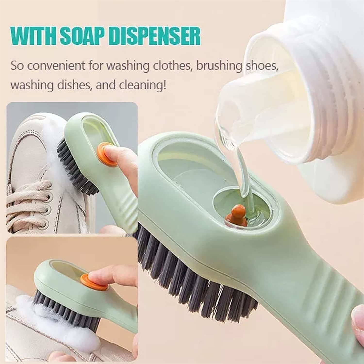 17928 Multifunctional Scrubbing Brush with Liquid / Soap Dispenser, Cleaning Brush with Liquid / Soap Dispenser, Shoe Brush for Cleaning, Cloth Cleaning Brush with Handle Liquid Shoe Brush For Shoe Clothes (1 Pc) 17928 Multifunctional Scrubbing Brush with Liquid / Soap Dispenser, Cleaning Brush with Liquid / Soap Dispenser, Shoe Brush for Cleaning, Cloth Cleaning Brush with Handle Liquid Shoe Brush For Shoe Clothes (1 Pc)